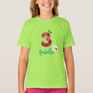Niedlicher Polka dot Ladybug 3. Geburtstag Party T-Shirt