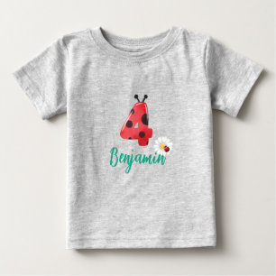 Niedlicher Polka dot Ladybug 4. Geburtstag Party Baby T-shirt