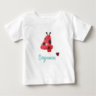 Niedlicher Polka dot Ladybug 4. Geburtstag Party Baby T-shirt