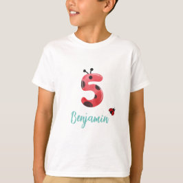 Niedlicher Polka dot Ladybug 5. Geburtstagsname T-Shirt