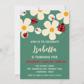 Niedlicher Polka dot Ladybug Daisy Blume Geburtsta Einladung (Vorderseite)