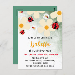 Niedlicher Polka dot Ladybug Daisy Blume Geburtsta Postkarte