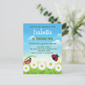 Niedlicher Polka dot Ladybug Daisy Blume Geburtsta Postkarte (Stehend Vorderseite)
