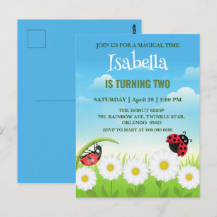Niedlicher Polka dot Ladybug Daisy Blume Geburtsta Postkarte