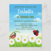 Niedlicher Polka dot Ladybug Daisy Blume Geburtsta Postkarte (Vorderseite)