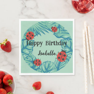 Niedlicher Polka dot Ladybug Jungle Verlasse Gebur Serviette