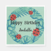 Niedlicher Polka dot Ladybug Jungle Verlasse Gebur Serviette (Vorderseite)