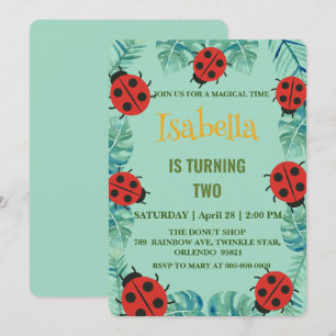Niedlicher Polka dot Ladybug Jungle Verließ Geburt Einladung