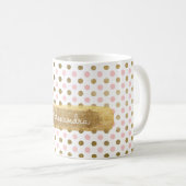 Niedlicher Polka Dot Pink und Gold Coffee Cup Kaffeetasse (VorderseiteRechts)