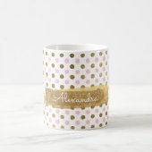 Niedlicher Polka Dot Pink und Gold Coffee Cup Kaffeetasse (Mittel)