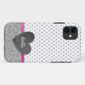 NIEDLICHER Polka Dotchalkboard Glitzer silber Case-Mate iPhone Hülle (Rückseite (Horizontal))