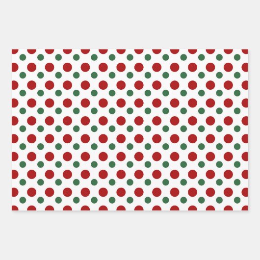 Niedlicher Polka Dots Muster Rot Grün Weiß Geschenkpapier Set (Vorderseite 3)