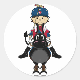 Niedlicher Polo Player-Aufkleber Runder Aufkleber