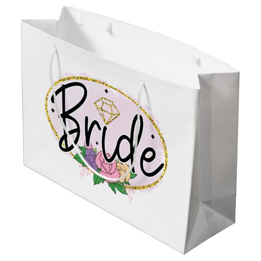 Niedlicher Polterabend Bride Große Geschenktüte (Rückseite Schrägansicht)