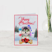 Niedlicher Pomsky Dog Yappy Weihnachtskarte indivi Karte (Vorderseite)