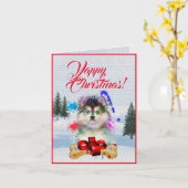 Niedlicher Pomsky Dog Yappy Weihnachtskarte indivi Karte (Gelbe Blume)