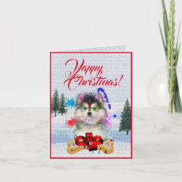 Niedlicher Pomsky Dog Yappy Weihnachtskarte indivi Karte