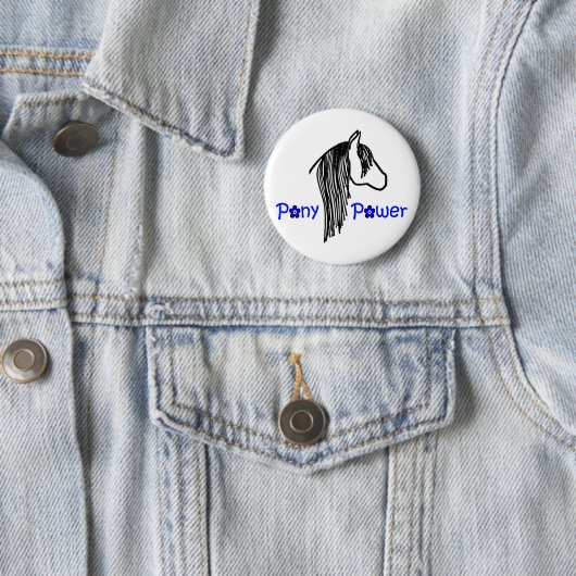 Niedlicher Pony-Power im Blauen Pferd Button (Beispiel)