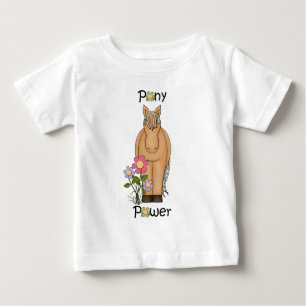 Niedlicher Pony Power Pferd und Blume Baby T-shirt