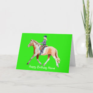 Niedlicher Pony und Rider Trotting Green Geburtsta Karte
