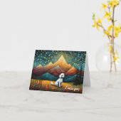 Niedlicher Poodle-Bergwald Ich vermisse dich Karte (Gelbe Blume)