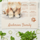 Niedlicher Poodle Dog 2026 Kalender Geschirrtuch (Gefaltet)