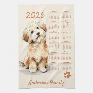 Niedlicher Poodle Dog 2026 Kalender Geschirrtuch