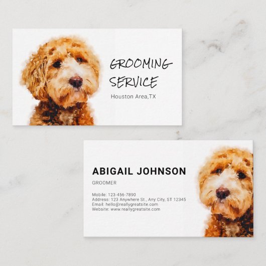 Niedlicher Poodle Dog Grooming Visitenkarte (Vorne/Hinten)