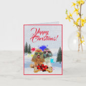 Niedlicher Poodle Dog Weihnachtskarte Karte (Gelbe Blume)