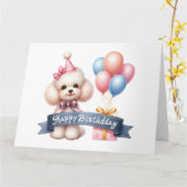 Niedlicher Poodle Hund Geburtskarte Karte (Gelbe Blume)