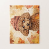 Niedlicher Poodle Hund/Herbst/Herbst Puzzle (Vertikal)