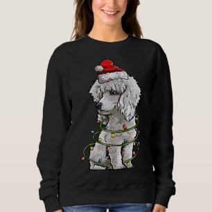 Niedlicher Poodle Hund Weihnachtsbaum Lichter Weih Sweatshirt