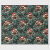 Niedlicher Poodle Hund Weihnachtsmannmütze Brandzw Geschenkpapier (Flach)