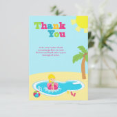 Niedlicher Pool-Party-Mädchengeburtstag danken Dankeskarte (Stehend Vorderseite)