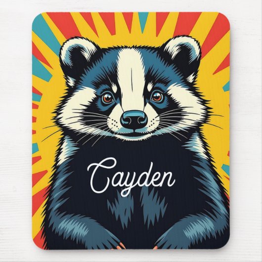 Niedlicher Pop Art Badger Personalisiert Mousepad (Vorne)