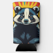Niedlicher Pop Art Badger Personalisiert Selters Dosenkühler (Rückseite)