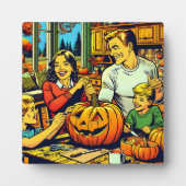 Niedlicher Pop Art Familie Carving Halloween Pumpk Fotoplatte (Vorderseite)
