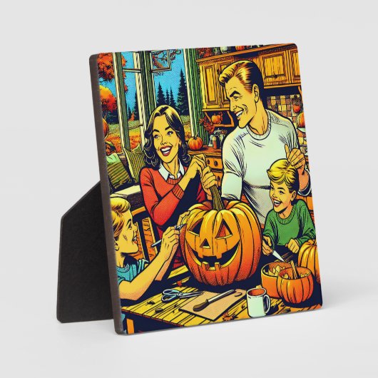 Niedlicher Pop Art Familie Carving Halloween Pumpk Fotoplatte (Vorderseite)
