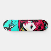 Niedlicher Pop Art Girl Skateboard (Horizontal)