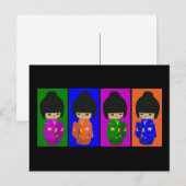 Niedlicher Pop Art Kokeshi Dolls Postkarte (Vorne/Hinten)