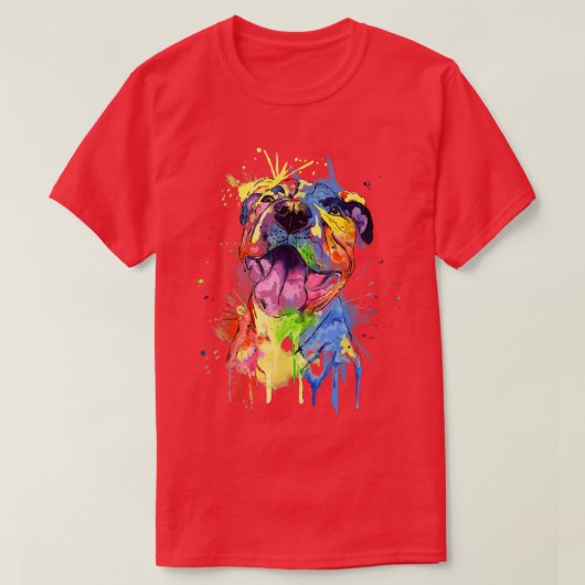 Niedlicher Pop Art Pit Bull Terrier Pitbull Dog Lo T-Shirt (Design vorne)