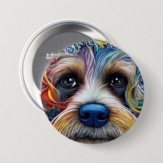 Niedlicher Pop Art Terrier Button (Vorne & Hinten)