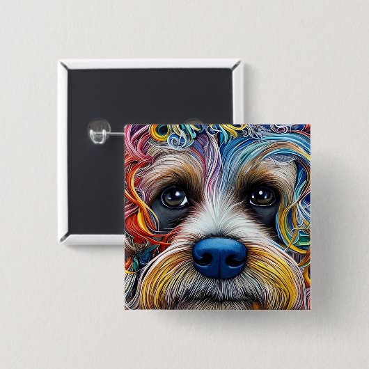 Niedlicher Pop Art Terrier Button (Vorne & Hinten)