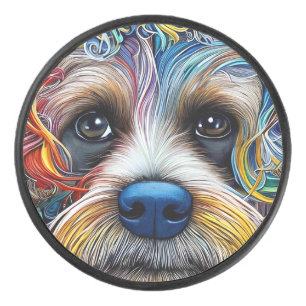 Niedlicher Pop Art Terrier Eishockey Puck