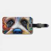 Niedlicher Pop Art Terrier Gepäckanhänger (Rückseite horizontal)