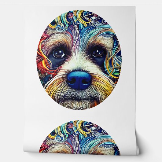 Niedlicher Pop Art Terrier Gerahmt Tapete (Abrollen)
