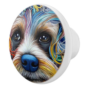 Niedlicher Pop Art Terrier Keramikknauf