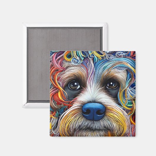 Niedlicher Pop Art Terrier Magnet (Vorderseite/Rückseite)