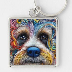 Niedlicher Pop Art Terrier Schlüsselanhänger