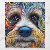 Niedlicher Pop Art Terrier Weinetikett (Einzelnes Label)